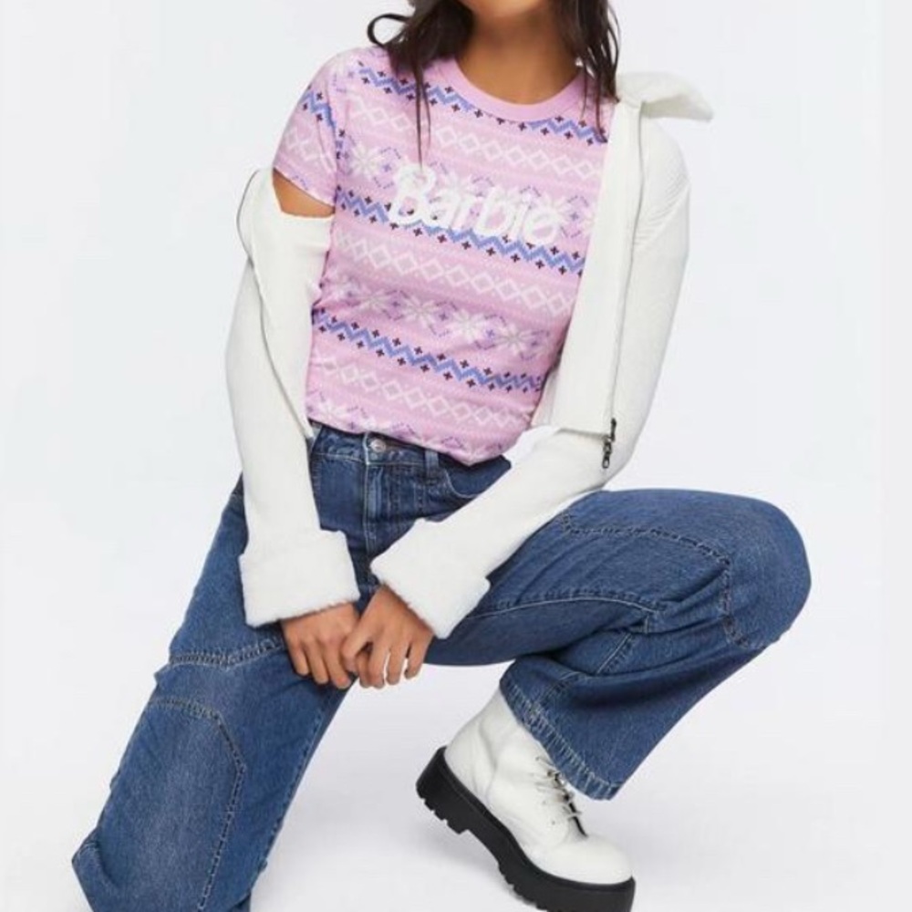 Forever 21 Barbie Fair Isle Cropped Tee